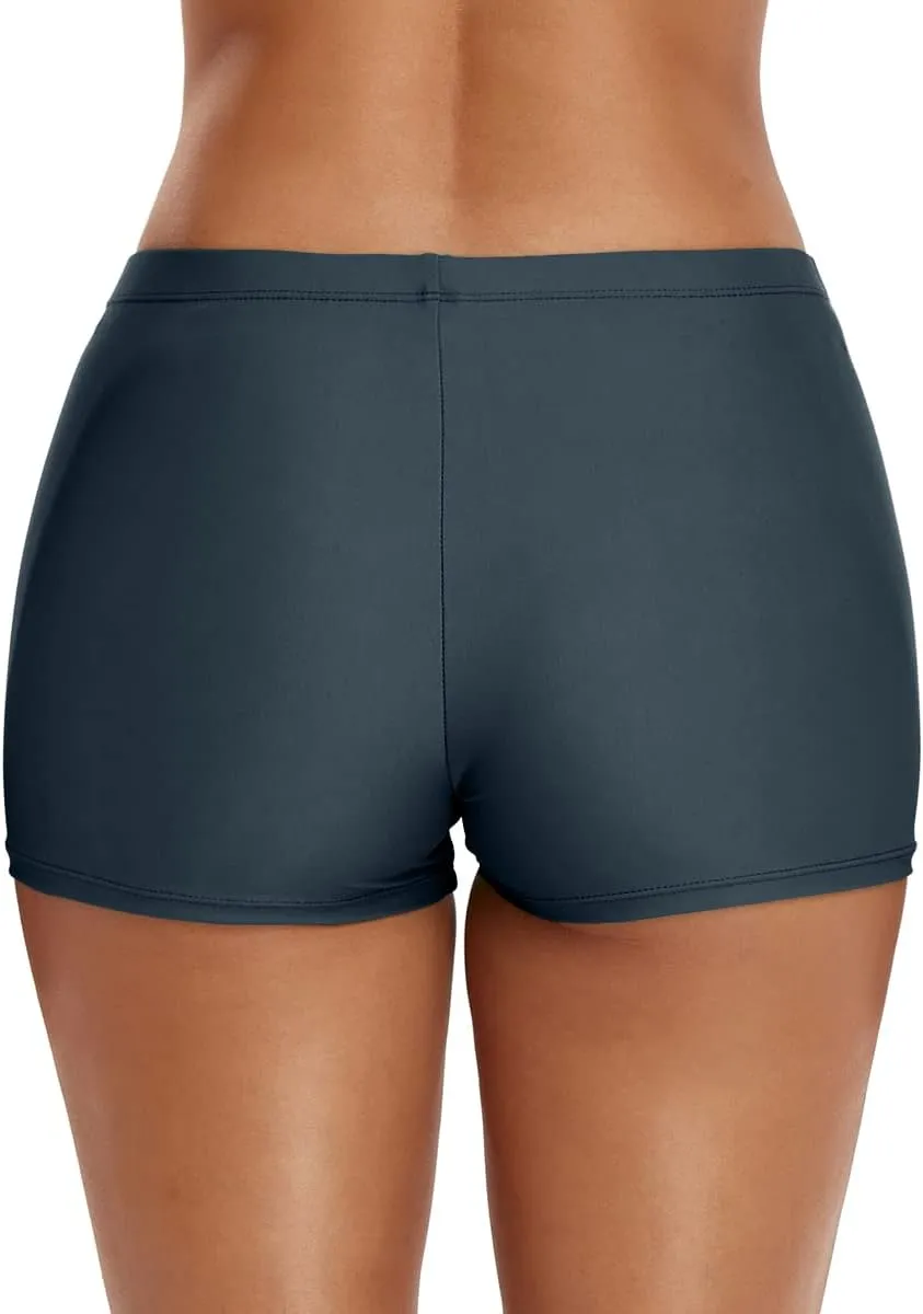 Swim Shorts for Women Stretchy Board Shorts Solid Tankini Bottoms Sport Swimsuit Bottoms