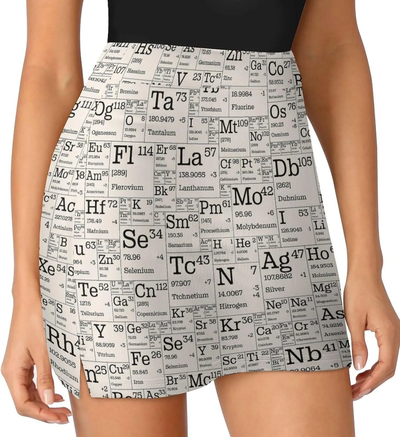 Table of Chemical Elements Women's Mini Tennis Skirt with Shorts Underneath Athletic Workout Cute Skorts
