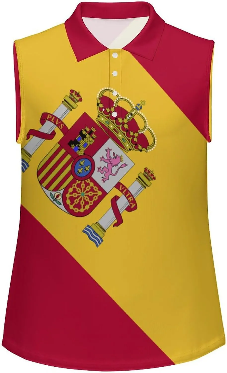TAIZIYEAH Women's V Neck Sleeveless Top Spain Flag Loose PO-LO Tank Top Shirts Casual Pullover Blouse Shirts Blouses Summer