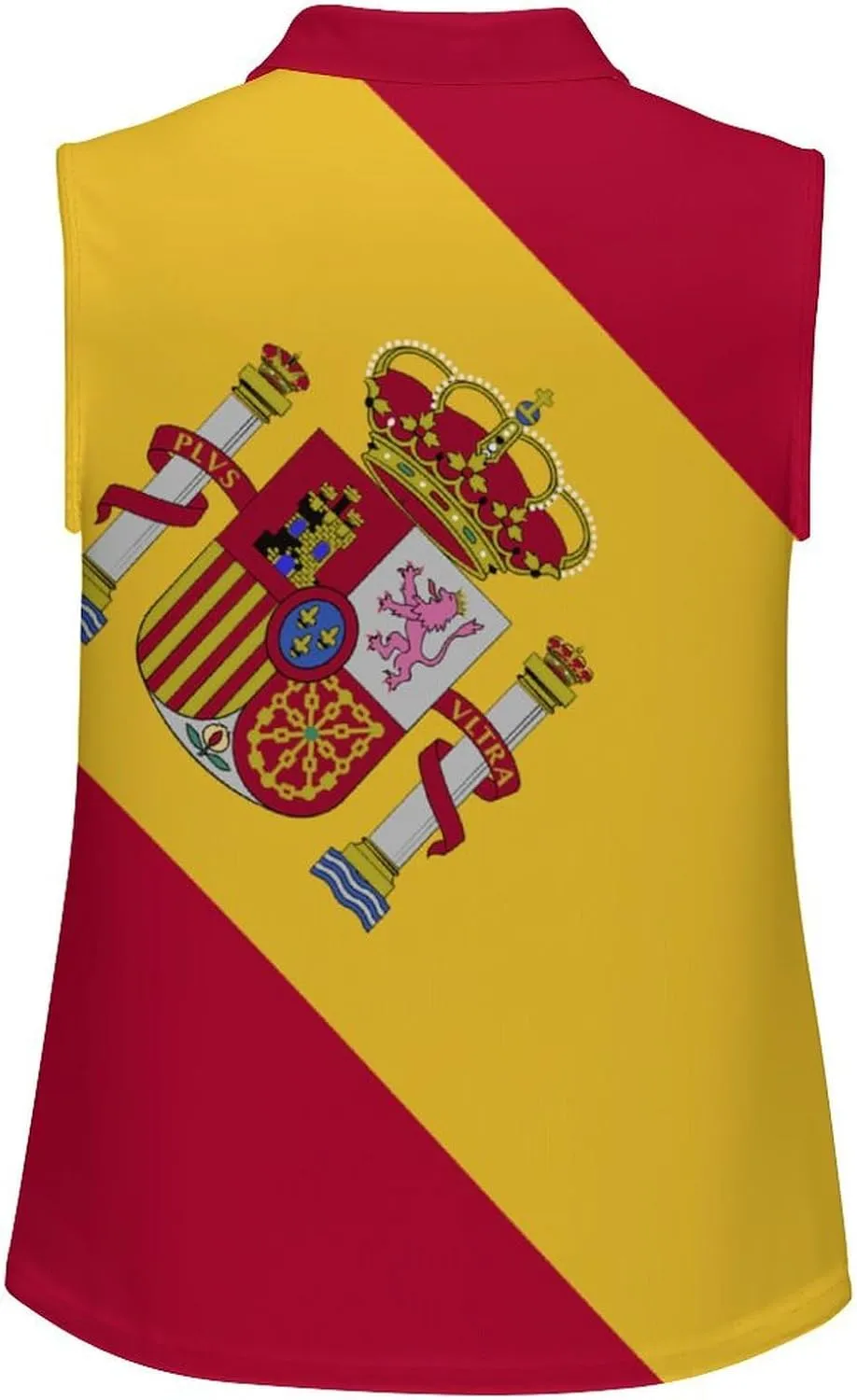 TAIZIYEAH Women's V Neck Sleeveless Top Spain Flag Loose PO-LO Tank Top Shirts Casual Pullover Blouse Shirts Blouses Summer