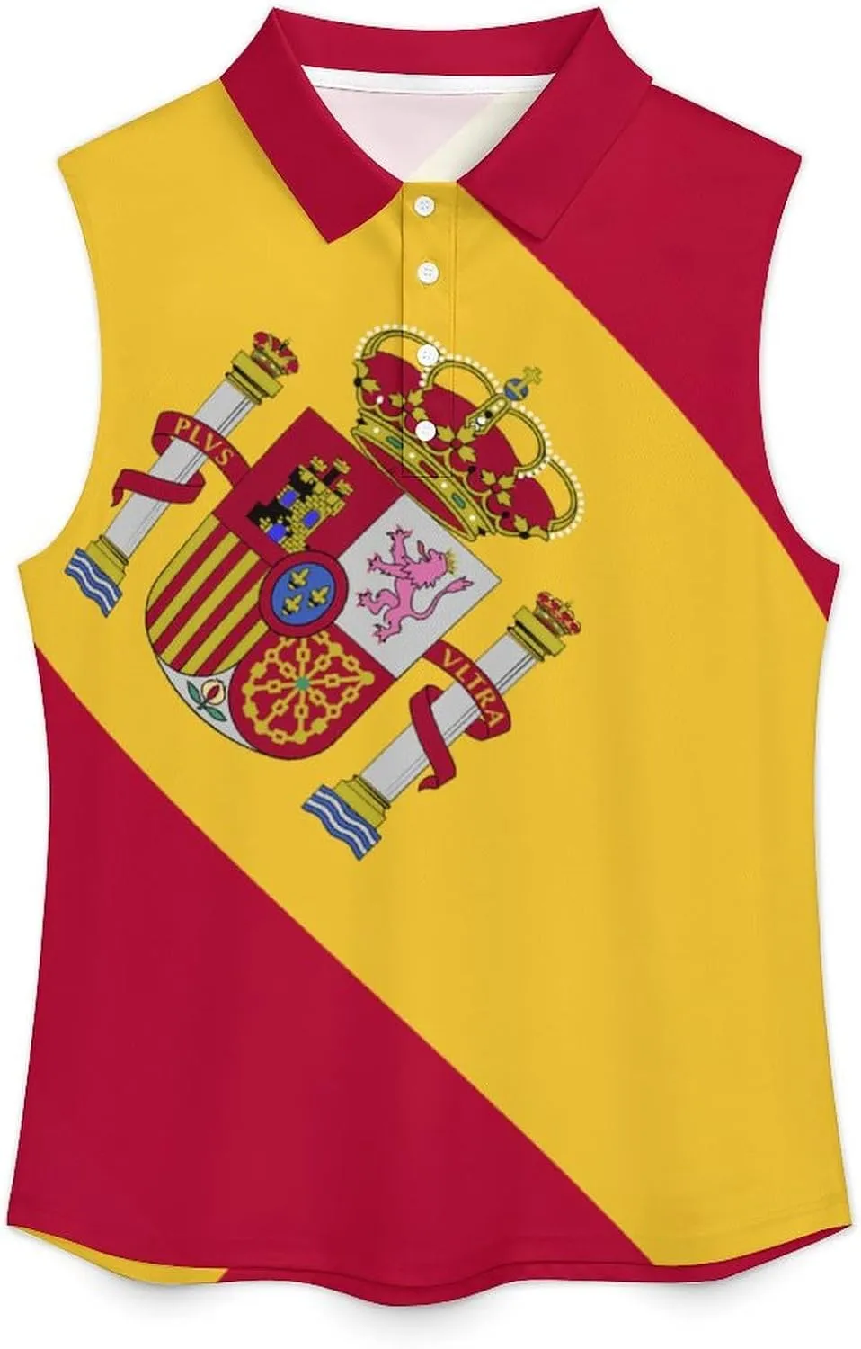 TAIZIYEAH Women's V Neck Sleeveless Top Spain Flag Loose PO-LO Tank Top Shirts Casual Pullover Blouse Shirts Blouses Summer