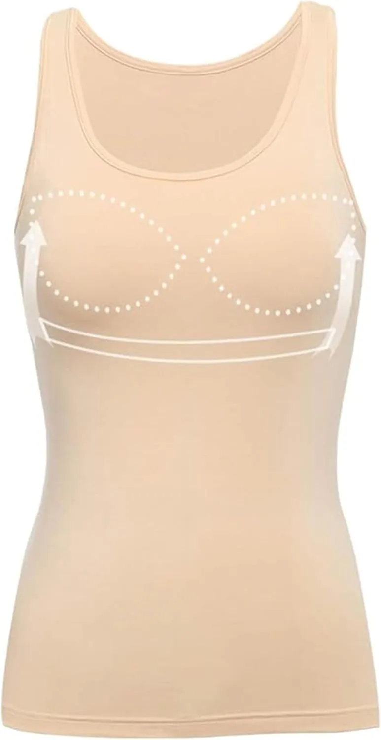 Tank Top with Built in Bra Cup for Women Casual Wide Strap Sleevless Layer Camisole Yoga Top Pack S-3XL