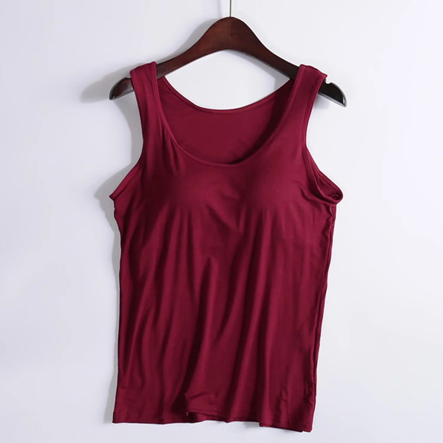 Tank Top with Built in Bra Cup Women Casual Wide Strap Sleevless Padded Layer Camisole Active Yoga Top Athletic Shirt