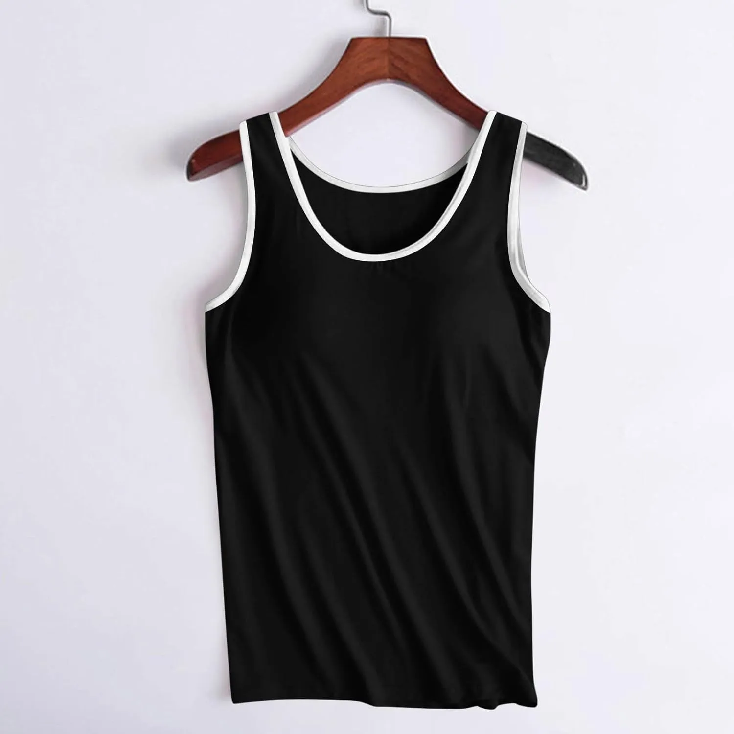 Tank Top with Built in Bra for Women 2025 Summer Plus Size Scoop Neck Sleeveless Tee Basic Workout Top Camisole