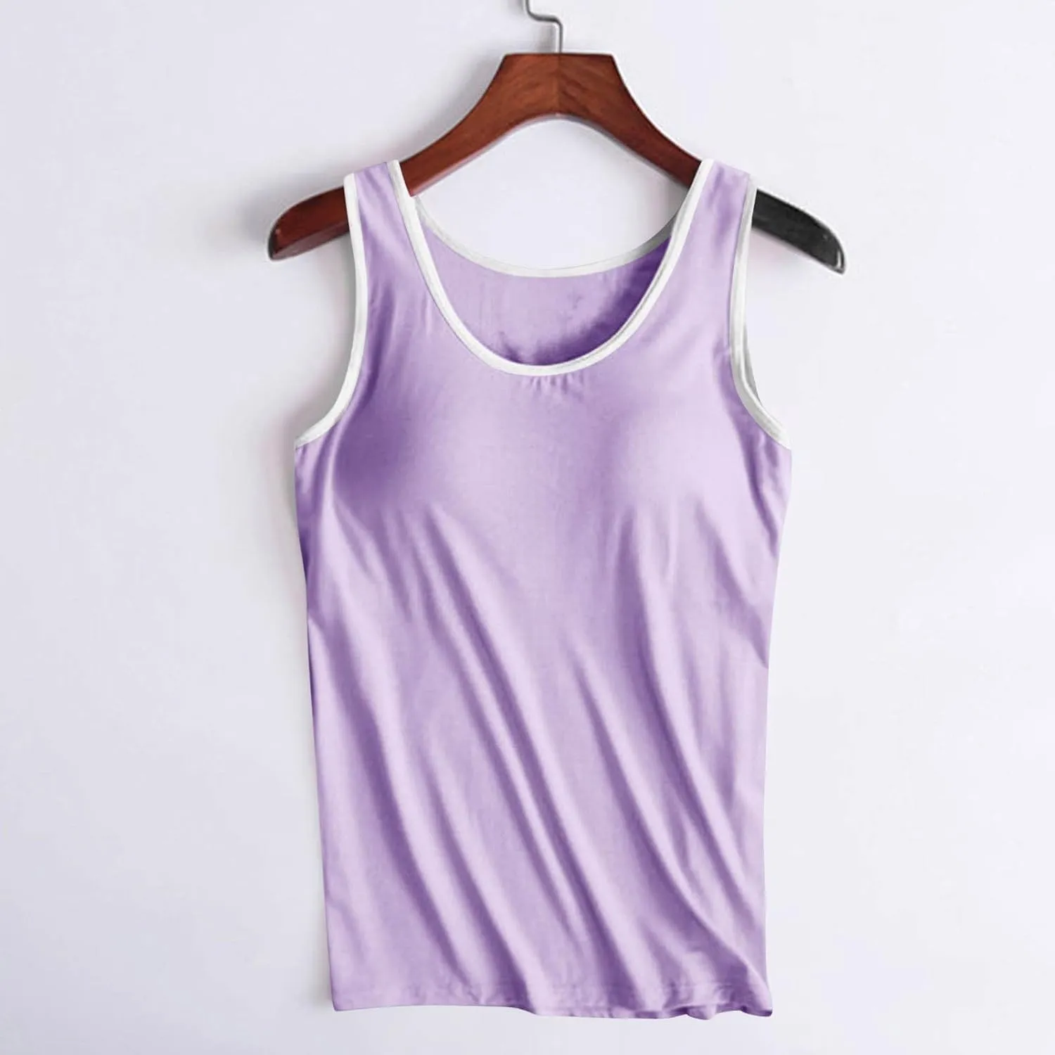 Tank Top with Built in Bra for Women 2025 Summer Plus Size Scoop Neck Sleeveless Tee Basic Workout Top Camisole