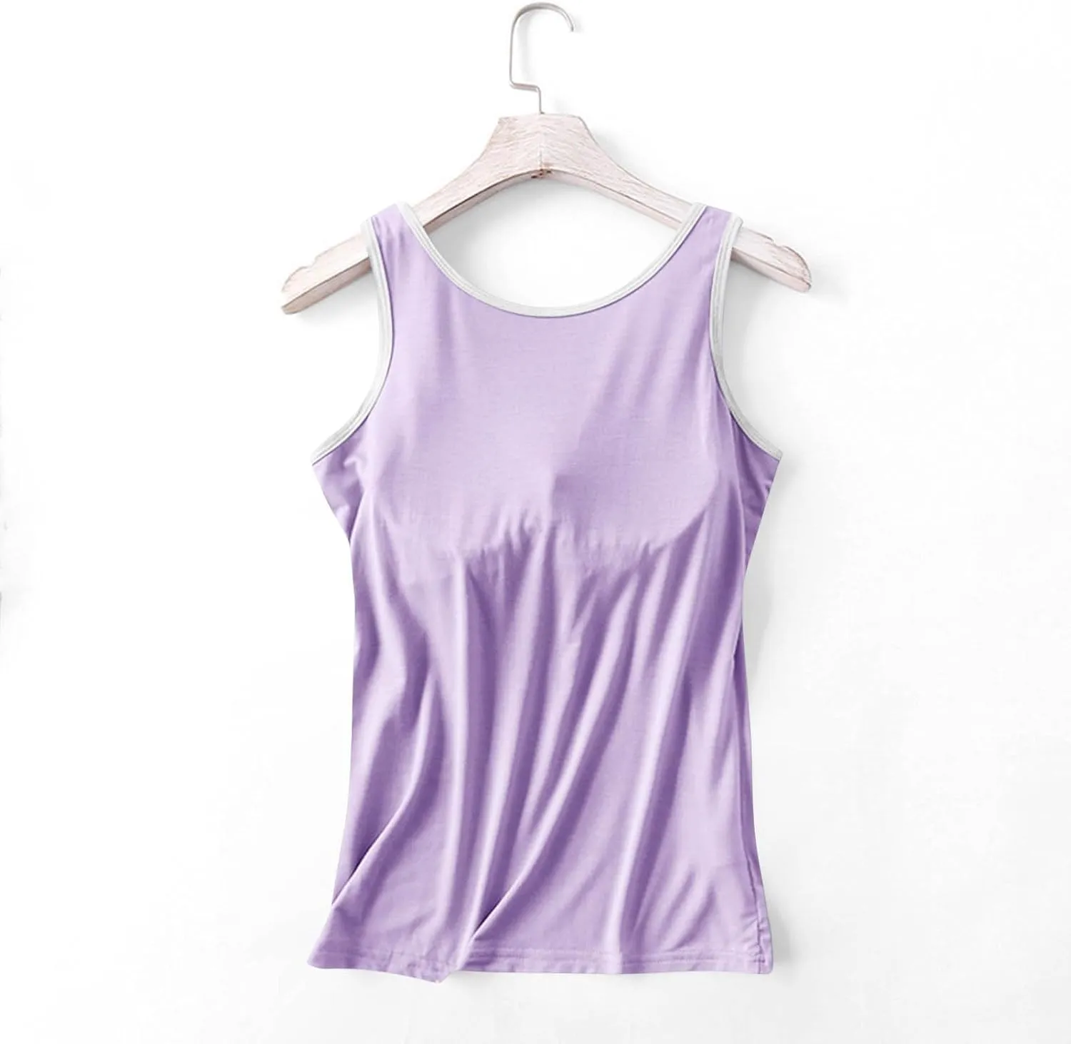 Tank Top with Built in Bra for Women 2025 Summer Plus Size Scoop Neck Sleeveless Tee Basic Workout Top Camisole