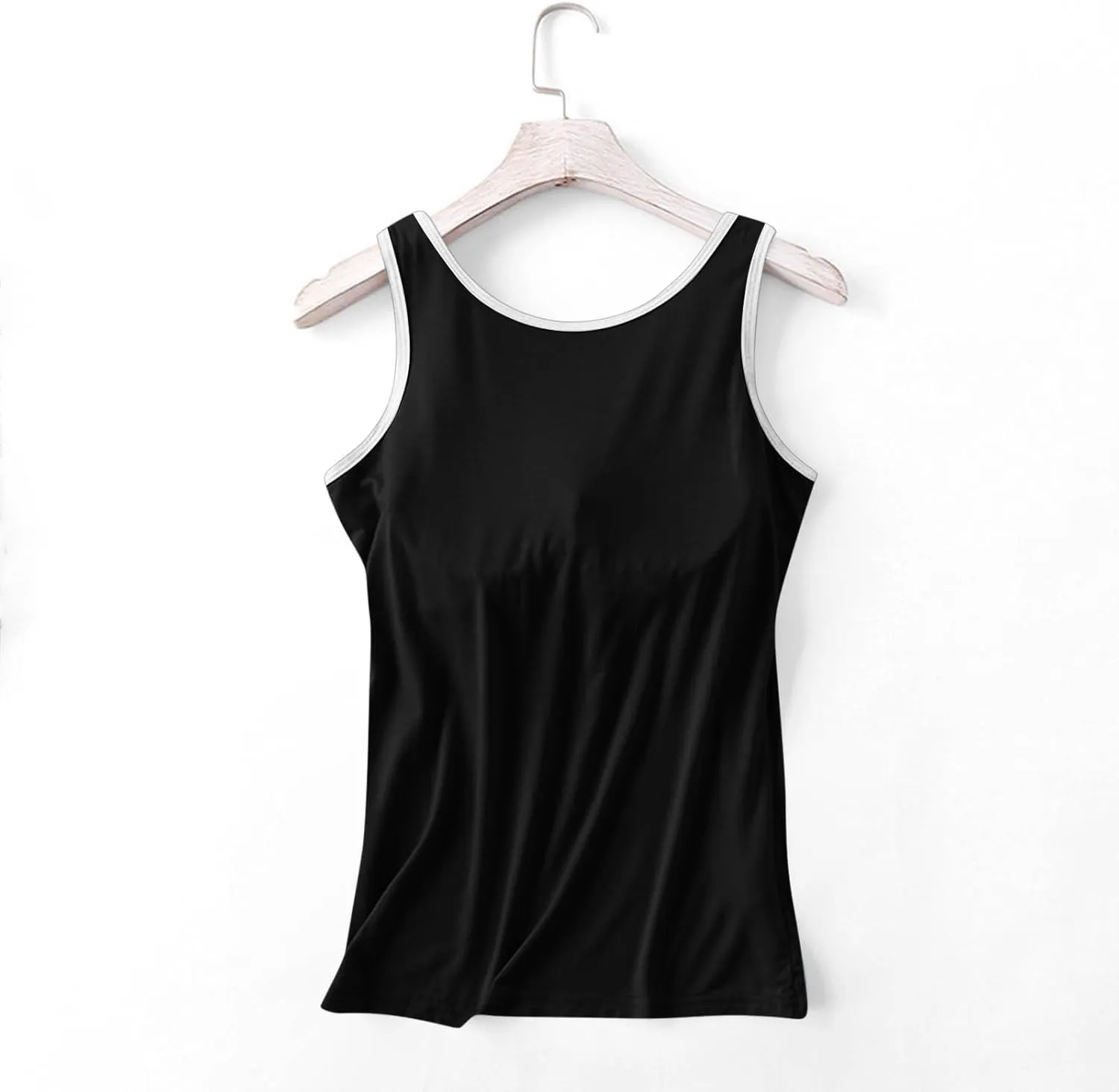 Tank Top with Built in Bra for Women 2025 Summer Plus Size Scoop Neck Sleeveless Tee Basic Workout Top Camisole