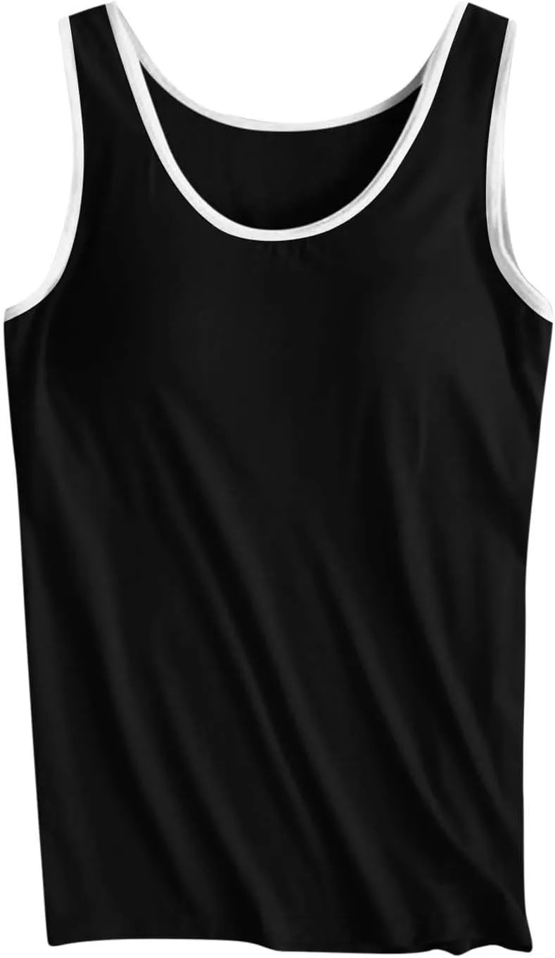 Tank Top with Built in Bra for Women 2025 Summer Plus Size Scoop Neck Sleeveless Tee Basic Workout Top Camisole
