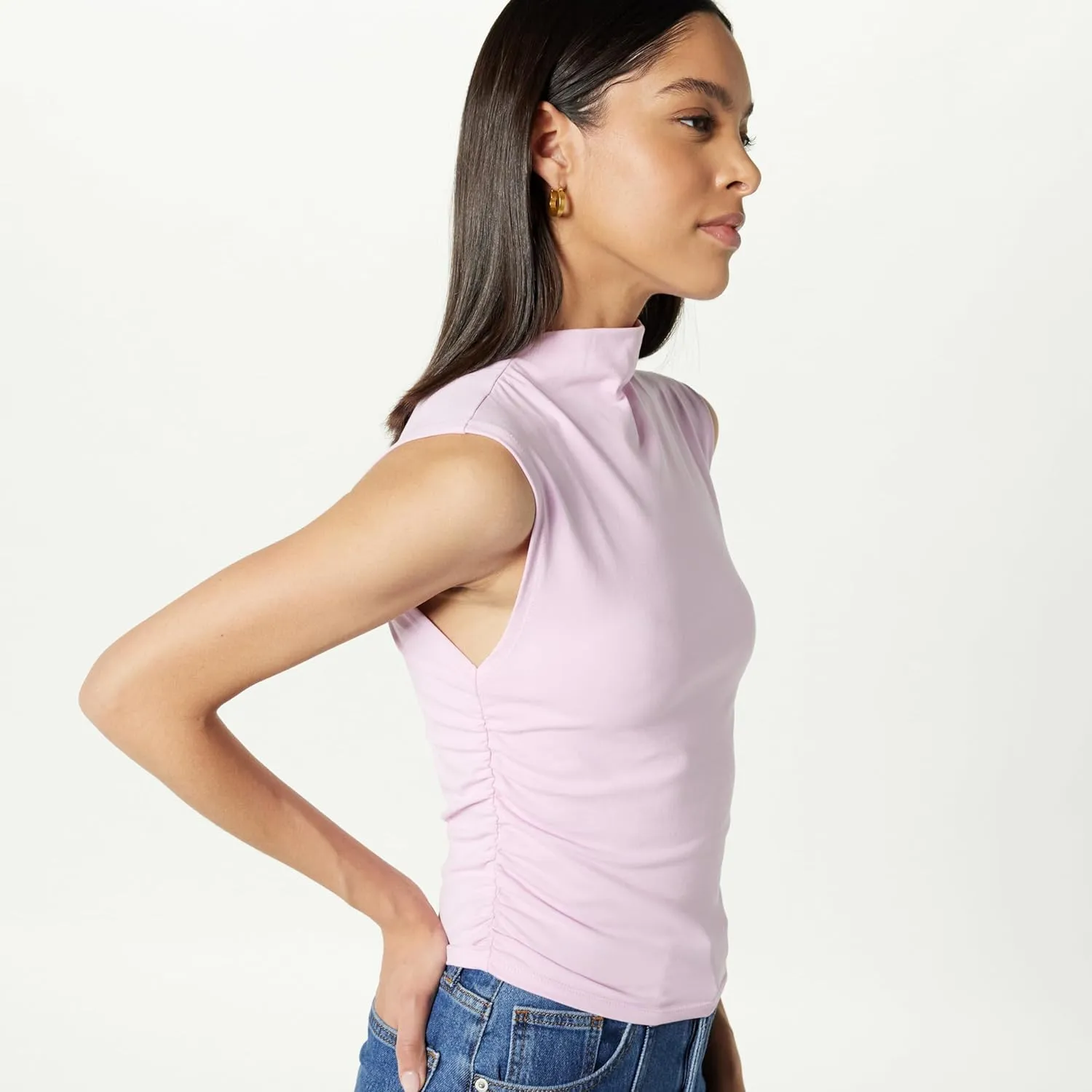 The Drop Women's Raylen Sleeveless Ruched Top