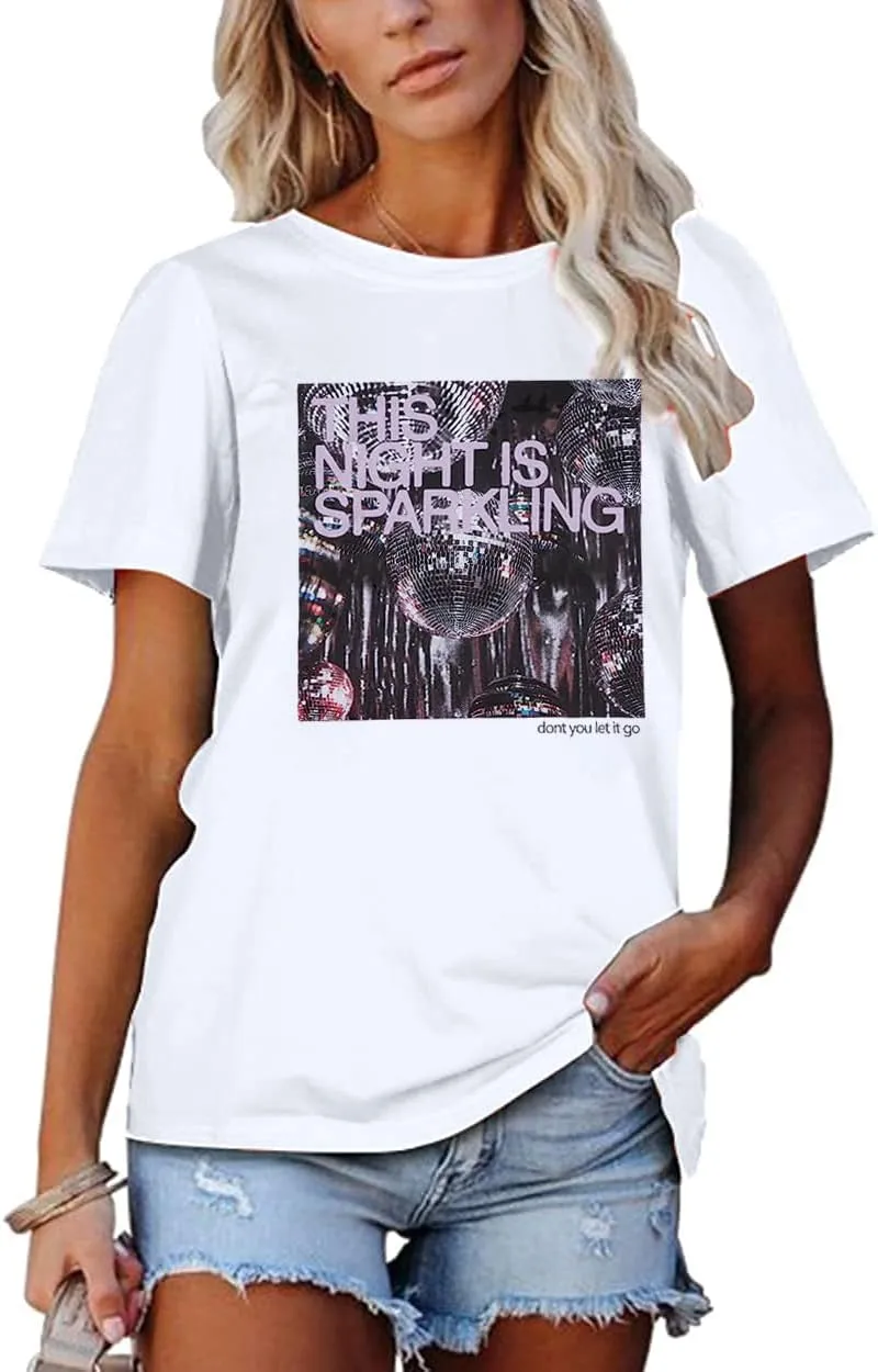 This Night is Sparkling Shirt Women Country Music Lover Tee Swift Fans Tops Vintage Graphic Concert Tshirt