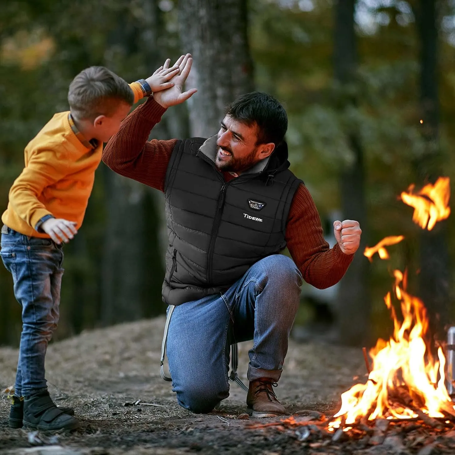 TIDEWE Men's Heated Vest with Retractable Heated Hood and Battery Pack for Hunting/Hiking (Black & Next Camo G2, S-XXXL)