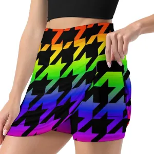 Tooth Shapes with Rainbow Tie Dye Women's Mini Tennis Skirt with Shorts Underneath Athletic Workout Cute Skorts