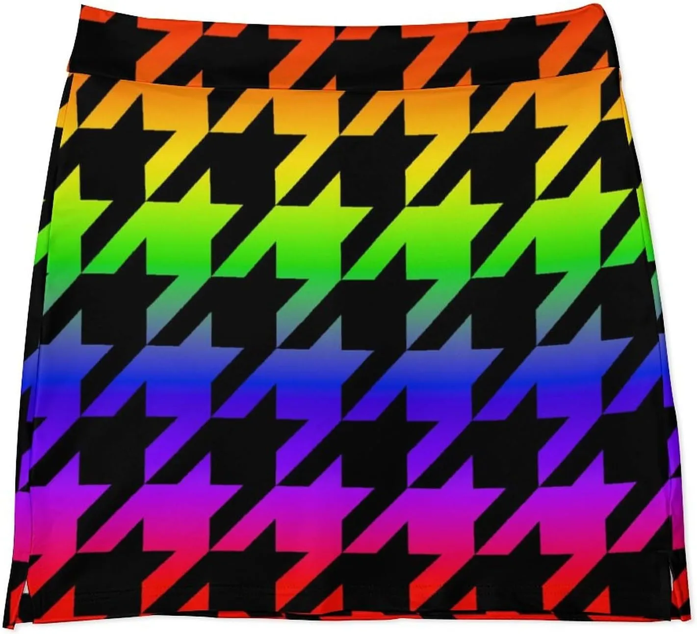 Tooth Shapes with Rainbow Tie Dye Women's Mini Tennis Skirt with Shorts Underneath Athletic Workout Cute Skorts