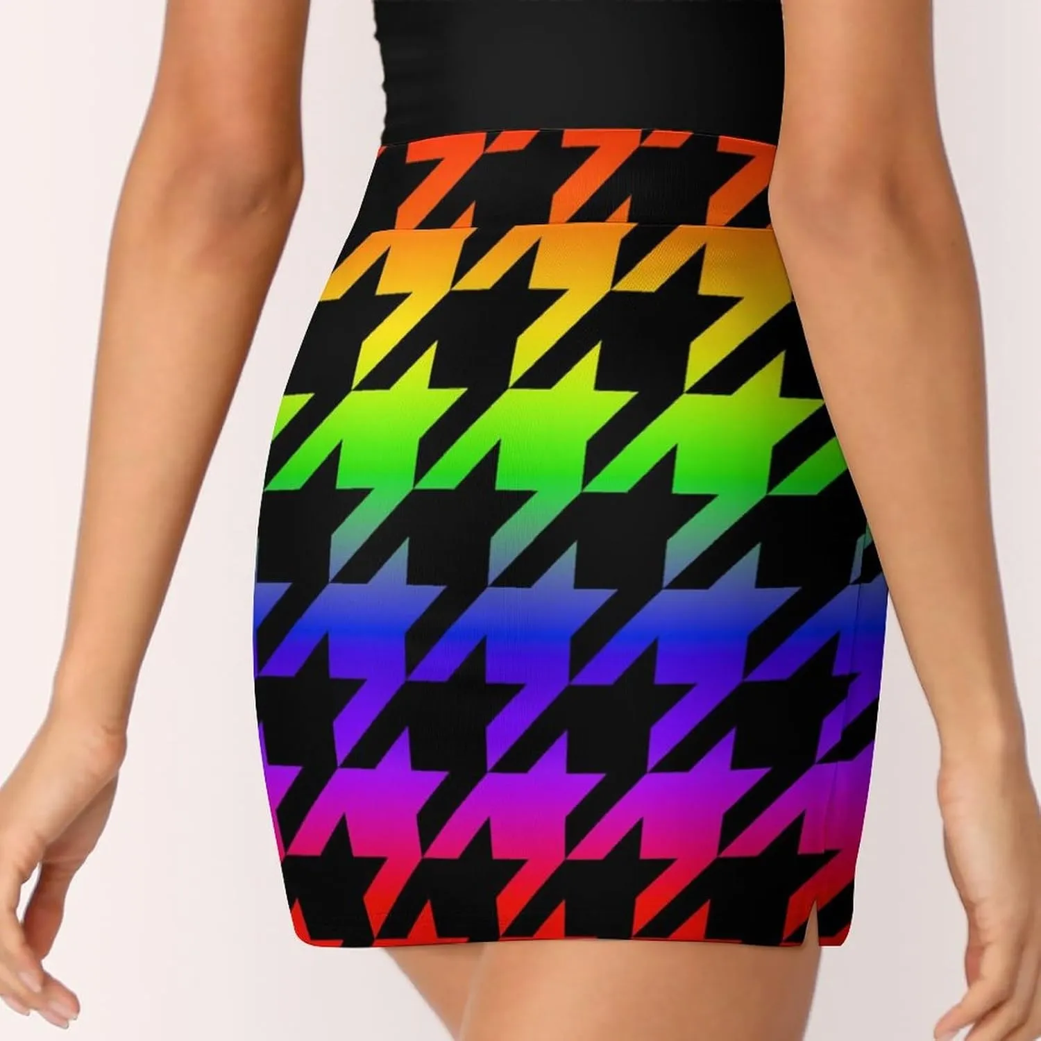 Tooth Shapes with Rainbow Tie Dye Women's Mini Tennis Skirt with Shorts Underneath Athletic Workout Cute Skorts