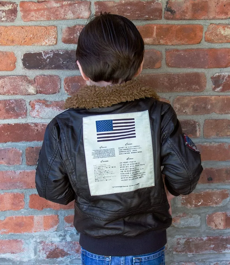 Top Gun Kid's Vegan Leather Aviator Jacket