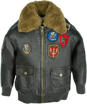 Top Gun Kid's Vegan Leather Aviator Jacket