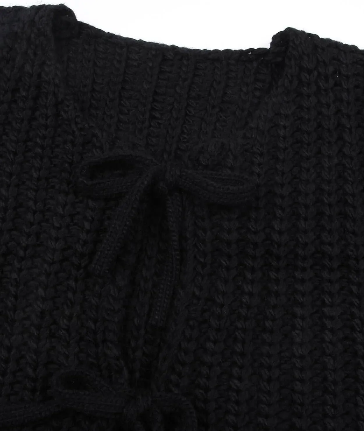 Trendy Cardigan Sweater Vest for Women Crochet Chunky Knit Top Sleeveless Bows Bandage Crop Tops with Pockets