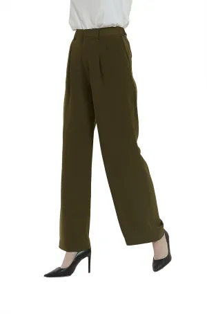 Tronjori Women High Waist Casual Straight Leg Long Business Work Suit Dress Pants Wide Leg Trousers Regular Waistband