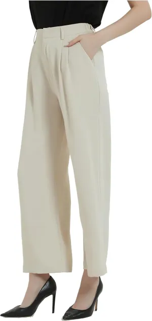 Tronjori Women High Waist Casual Straight Leg Long Business Work Suit Dress Pants Wide Leg Trousers Regular Waistband