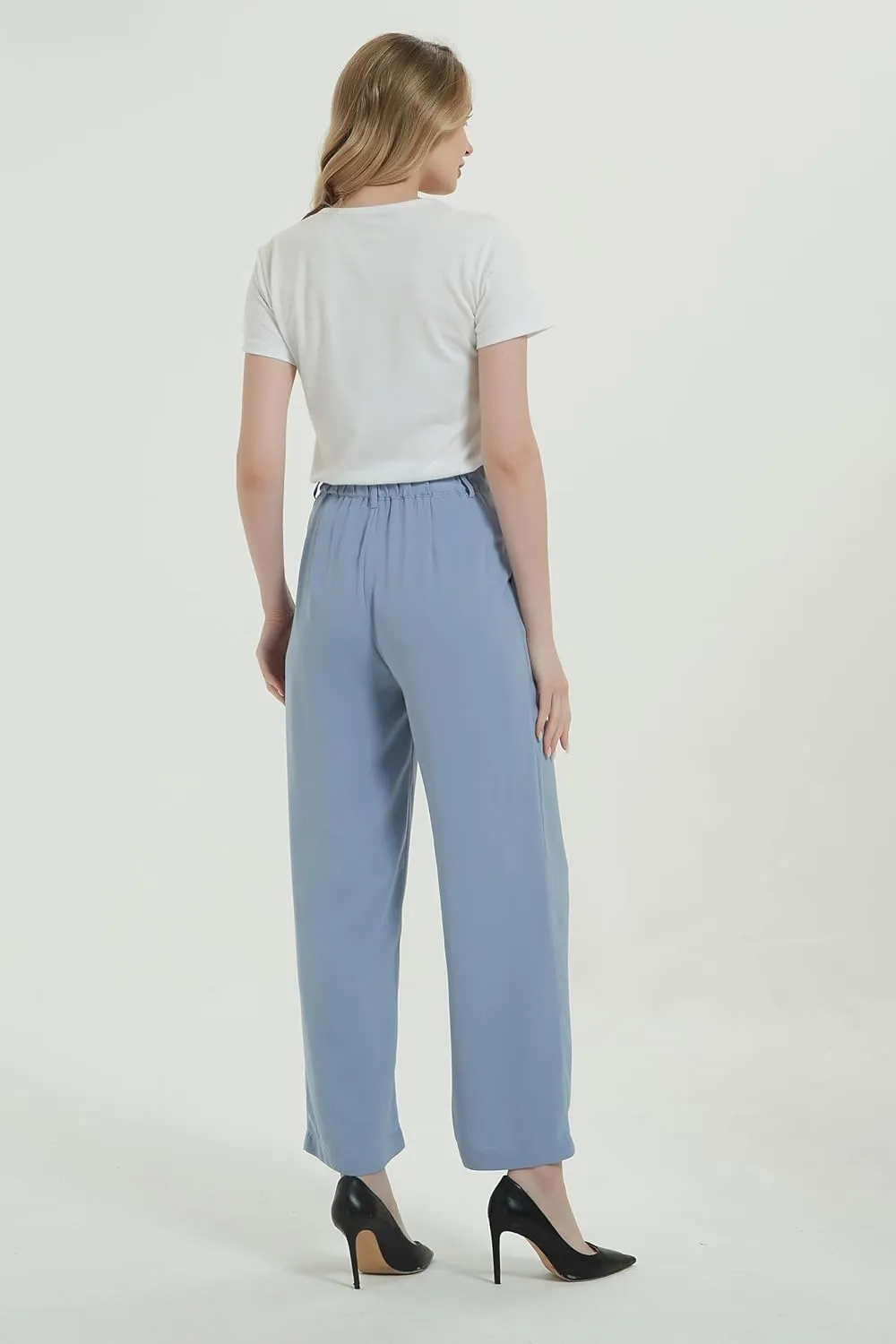 Tronjori Women High Waist Casual Straight Leg Long Business Work Suit Dress Pants Wide Leg Trousers Regular Waistband