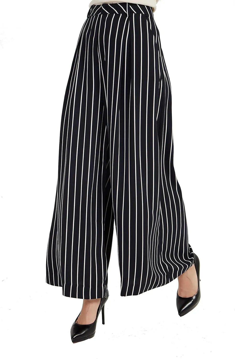 Tronjori Women High Waist Casual Wide Leg Long Palazzo Pants Trousers Regular Size