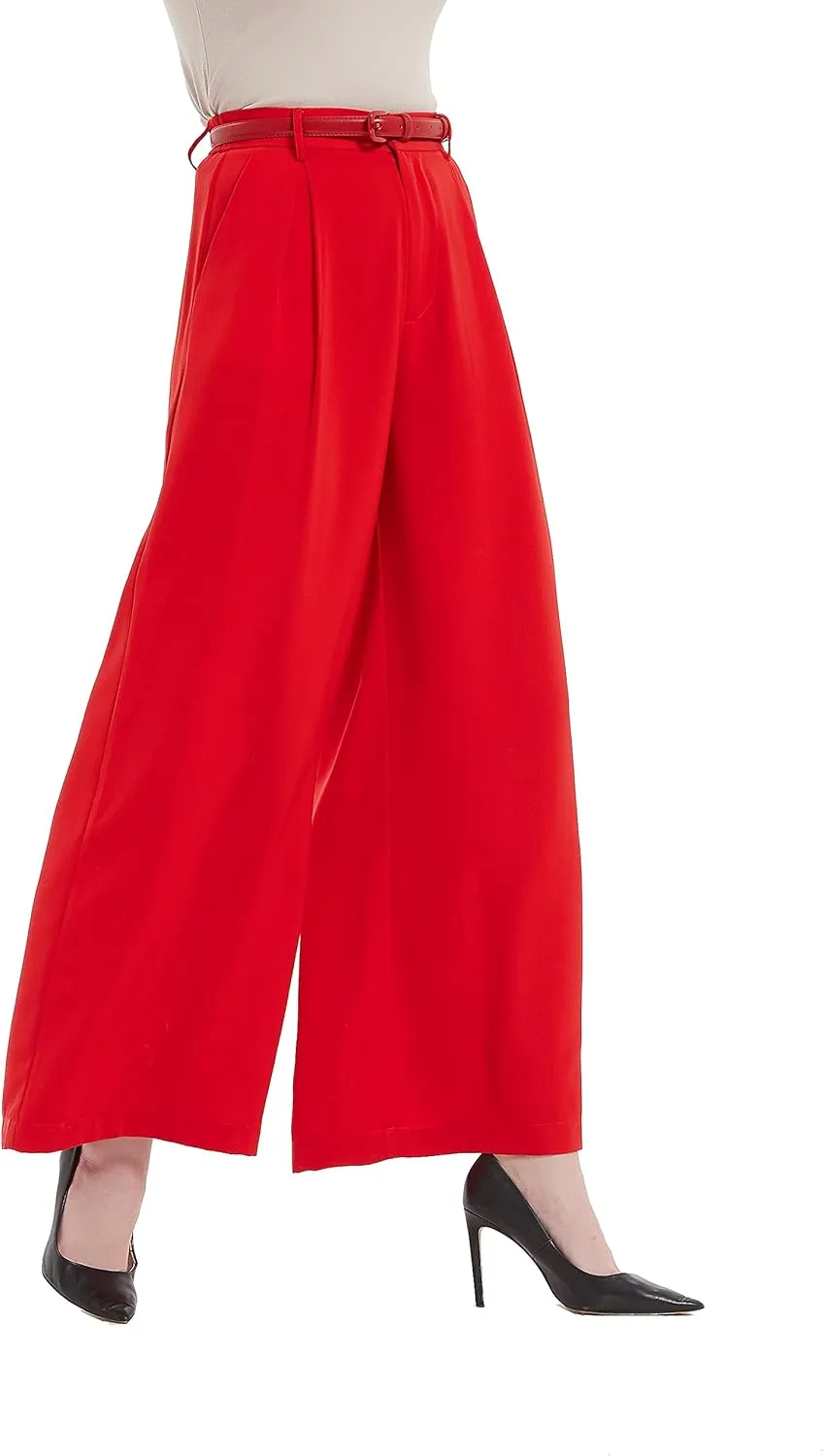 Tronjori Women High Waist Casual Wide Leg Long Palazzo Pants Trousers Regular Size