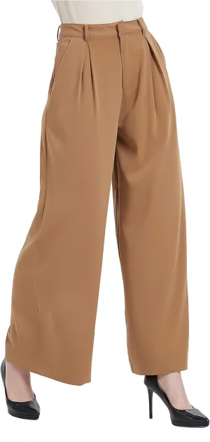 Tronjori Women High Waist Casual Wide Leg Long Palazzo Pants Trousers Regular Size