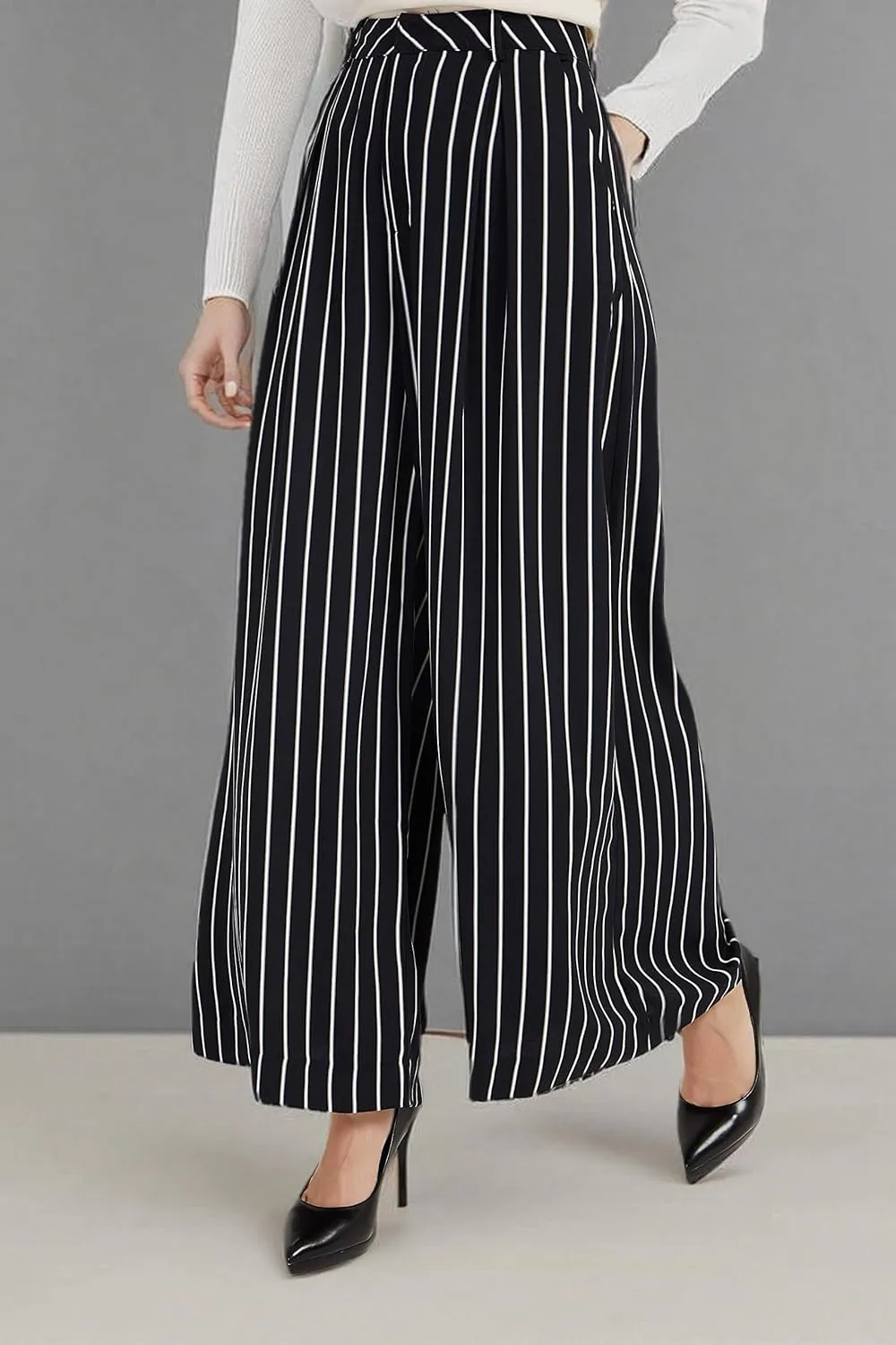Tronjori Women High Waist Casual Wide Leg Long Palazzo Pants Trousers Regular Size