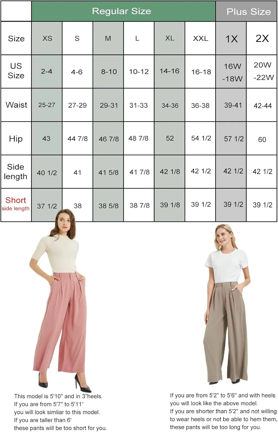 Tronjori Women High Waist Casual Wide Leg Long Palazzo Pants Trousers Regular Size