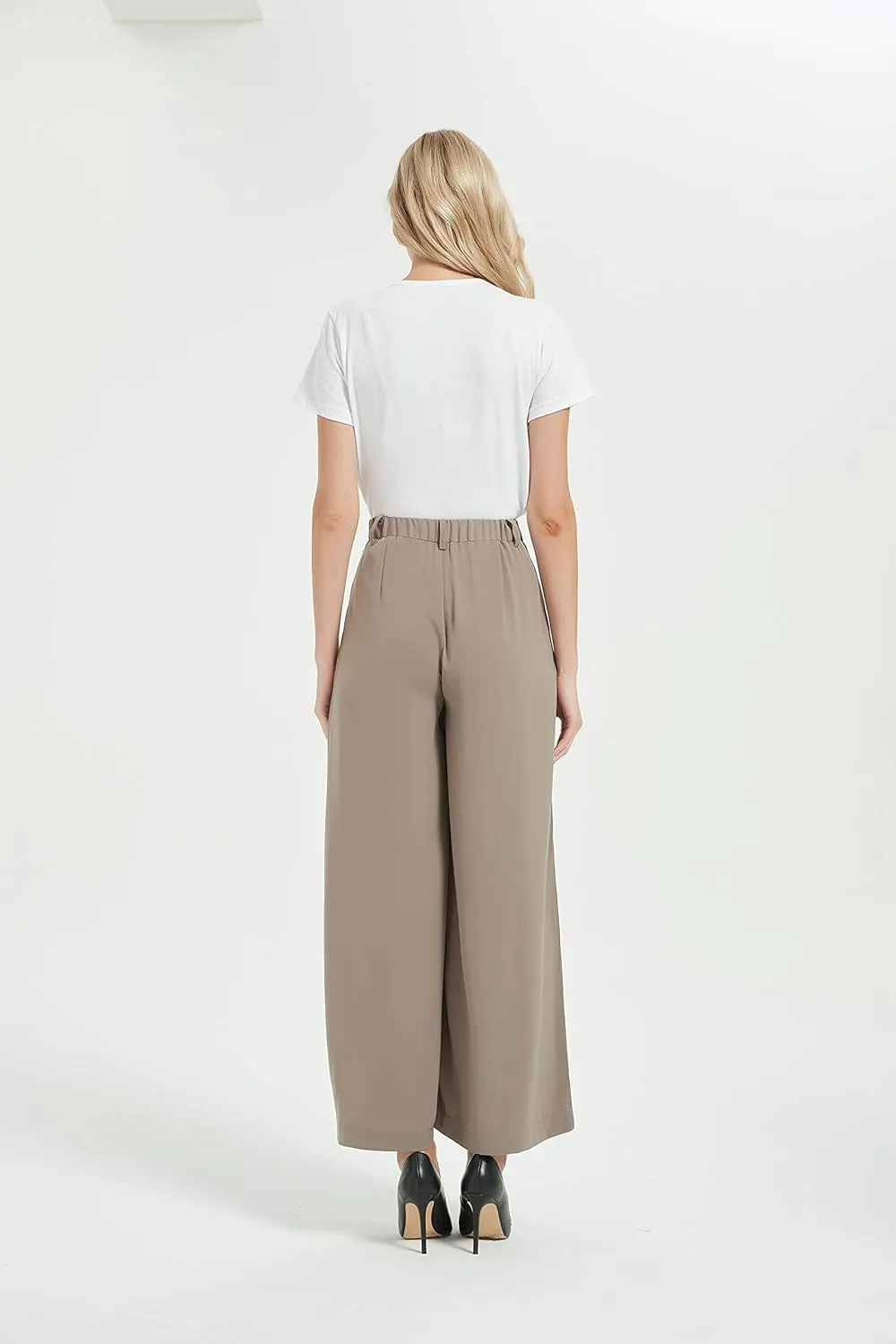 Tronjori Women High Waist Casual Wide Leg Long Palazzo Pants Trousers Regular Size