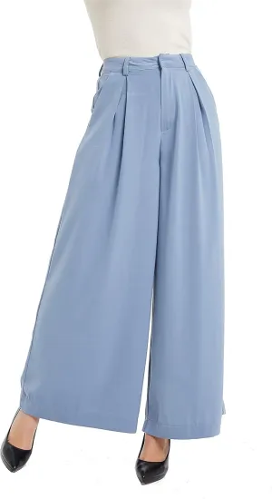 Tronjori Women High Waist Casual Wide Leg Long Palazzo Pants Trousers Regular Size