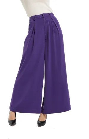Tronjori Women High Waist Casual Wide Leg Long Palazzo Pants Trousers Regular Size