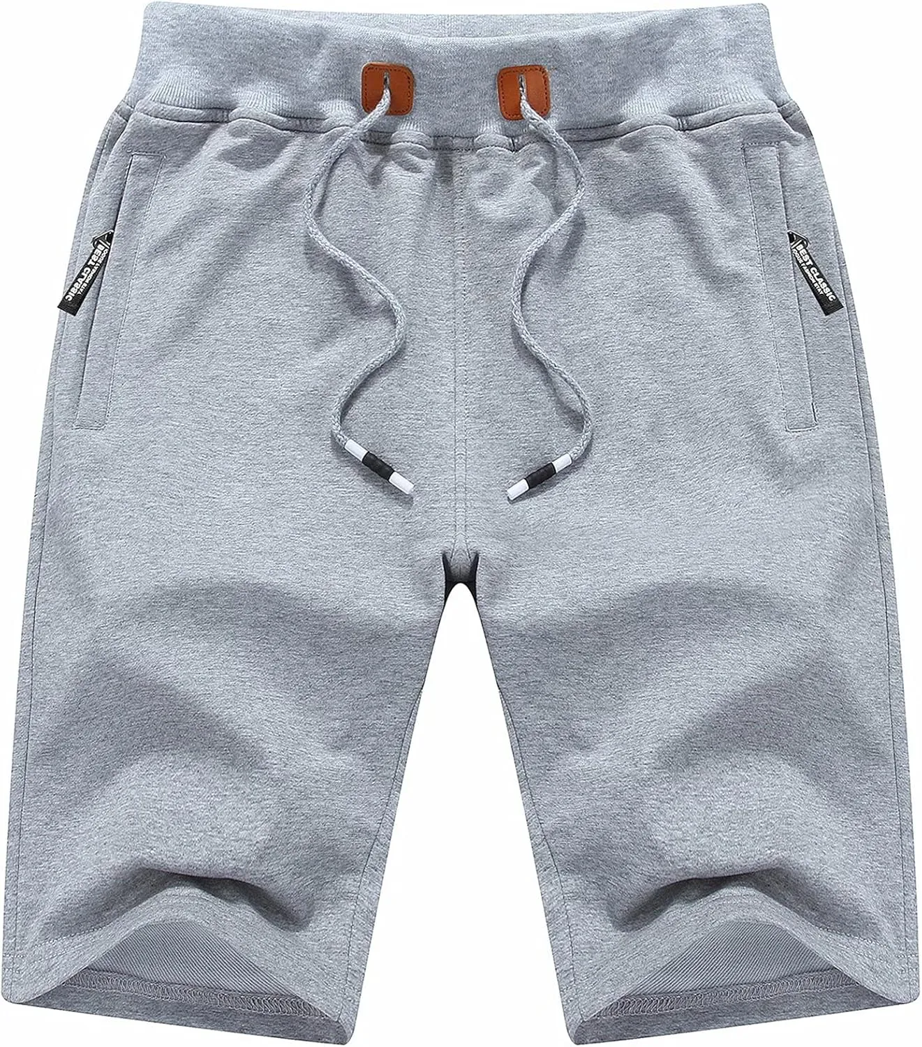 Tyhengta Mens Shorts Casual Drawstring Elastic Waist Workout Shorts with Zipper Pockets