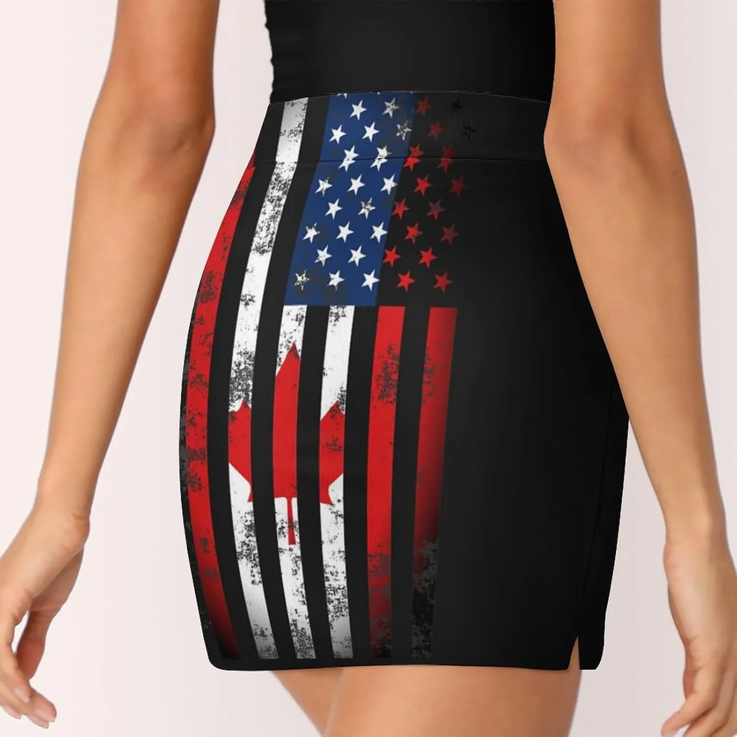 USA Canadian Flag Women's Mini Tennis Skirt with Shorts Underneath Athletic Workout Cute Skorts
