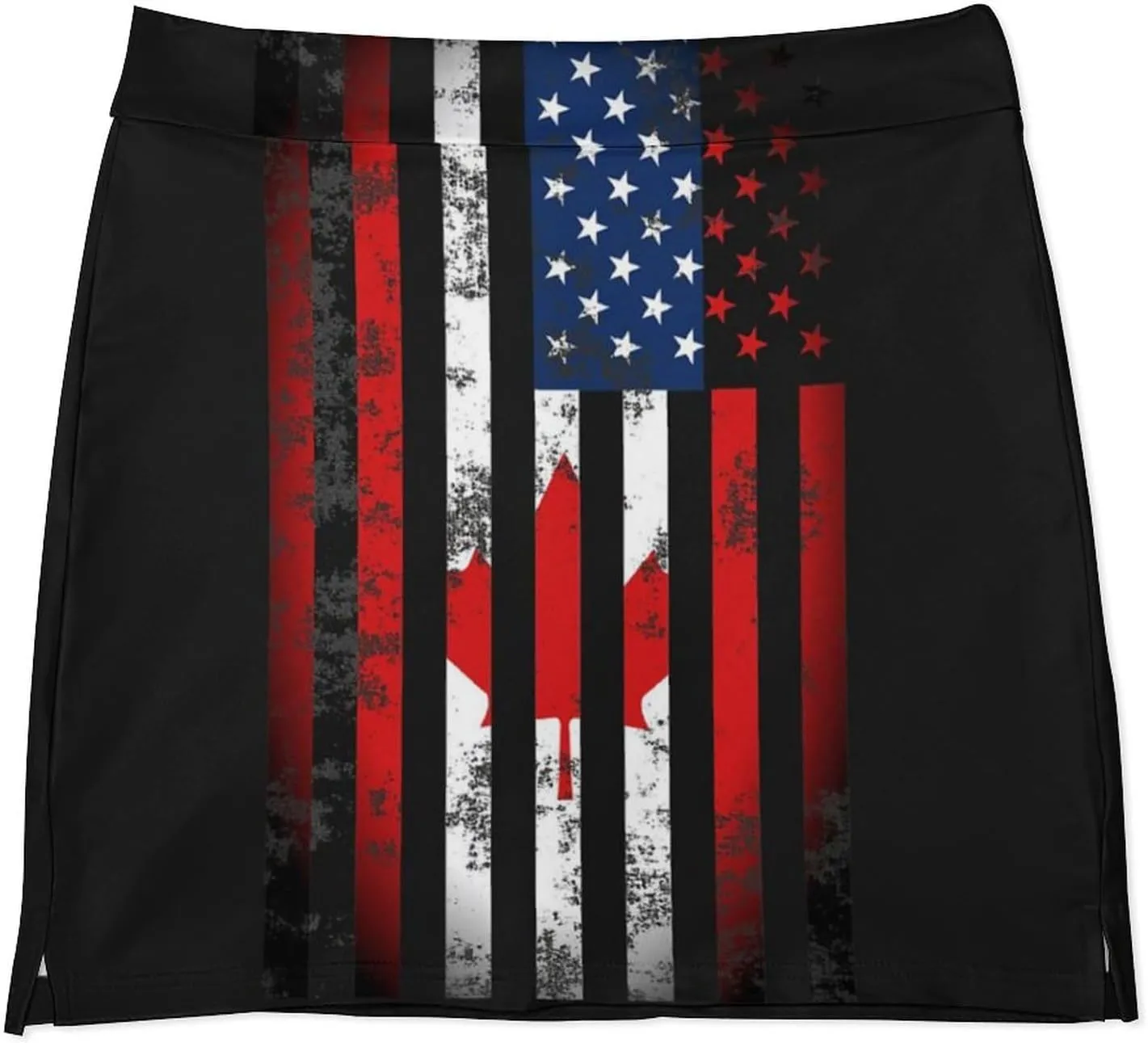 USA Canadian Flag Women's Mini Tennis Skirt with Shorts Underneath Athletic Workout Cute Skorts