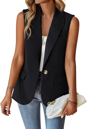 utcoco Women's Casual Business Blazer Vest Sleeveless Open Front Blazer Waistcoat with Pockets