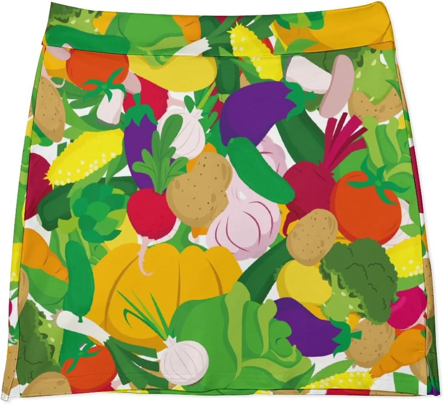 Vegetable Pattern Women's Mini Tennis Skirt with Shorts Underneath Athletic Workout Cute Skorts