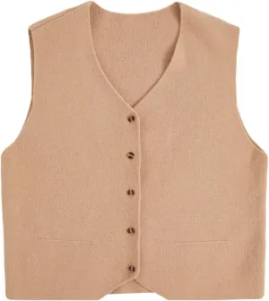 Verdusa Women's Sleeveless Button Front Old Money Knit Sweater Vest