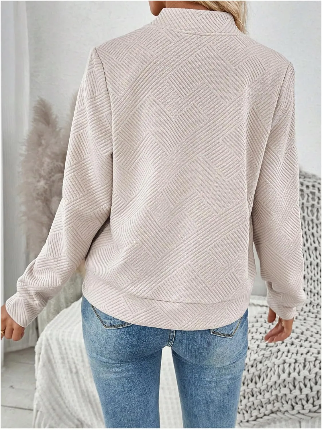 Verdusa Women's Zip Up Textured Bomber Jacket Casual Long Sleeve Outerwear