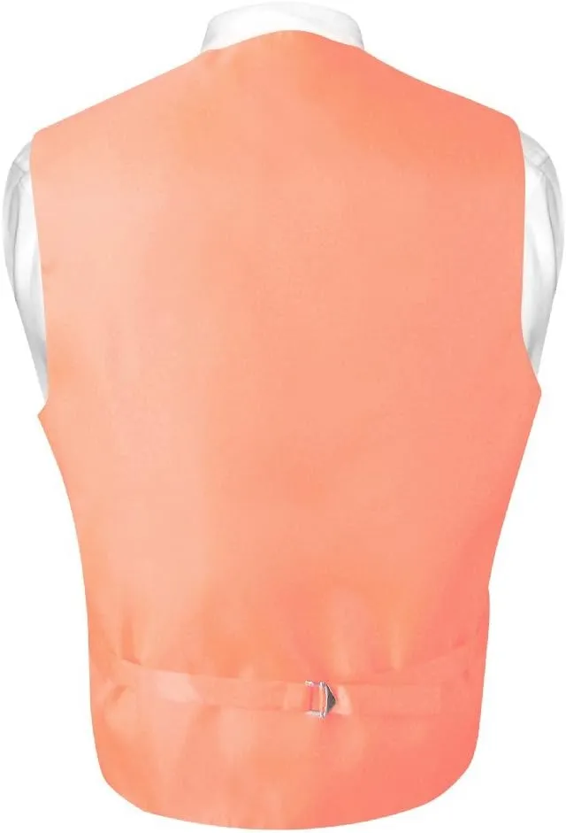 Vesuvio Napoli Men's Paisley Design Dress Vest & Bow Tie PEACH Color BOWTie Set for Suit Tux