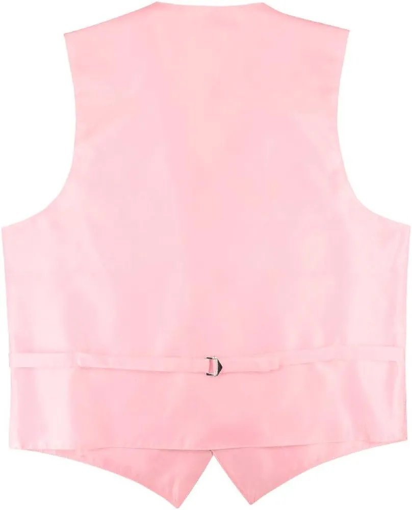 Vesuvio Napoli Men's Paisley Design Dress Vest & Bow Tie PINK Color BOWTie Set for Suit Tuxedo