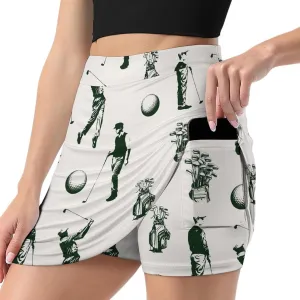 Vintage Golf Sport Women's Mini Tennis Skirt with Shorts Underneath Athletic Workout Cute Skorts
