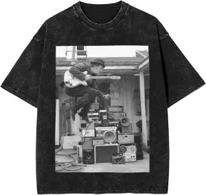 Vintage Oversized T Shirt Summer Fashion Tee Round Neckline Loose Short Sleeve Tops for Mens Womens