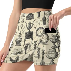 Vintage Theme of Home Furniture Women's Mini Tennis Skirt with Shorts Underneath Athletic Workout Cute Skorts