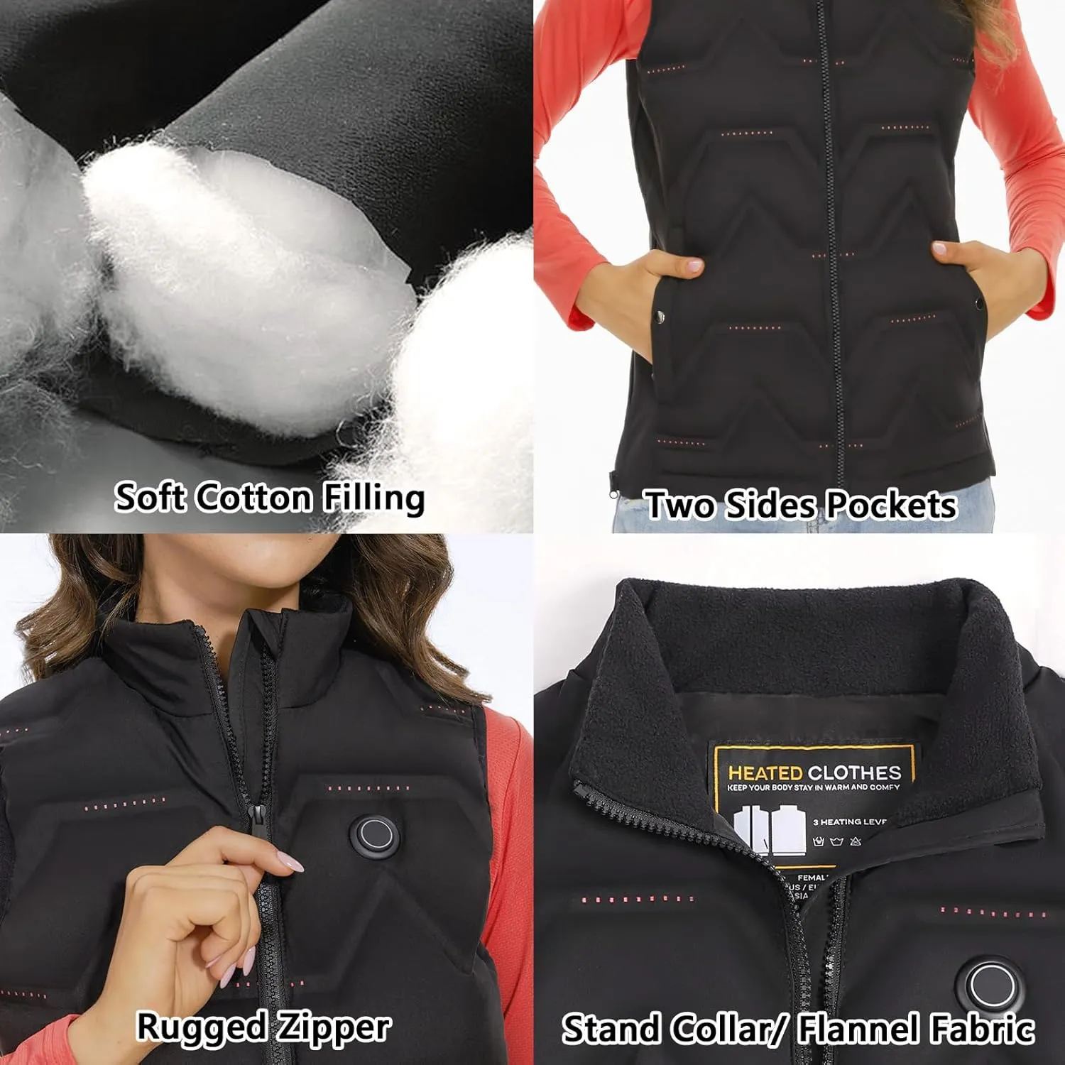 Vofuoti Heated Vest Women with Battery Pack Included, Lightweight USB Rechargeable Electric Heating Vest
