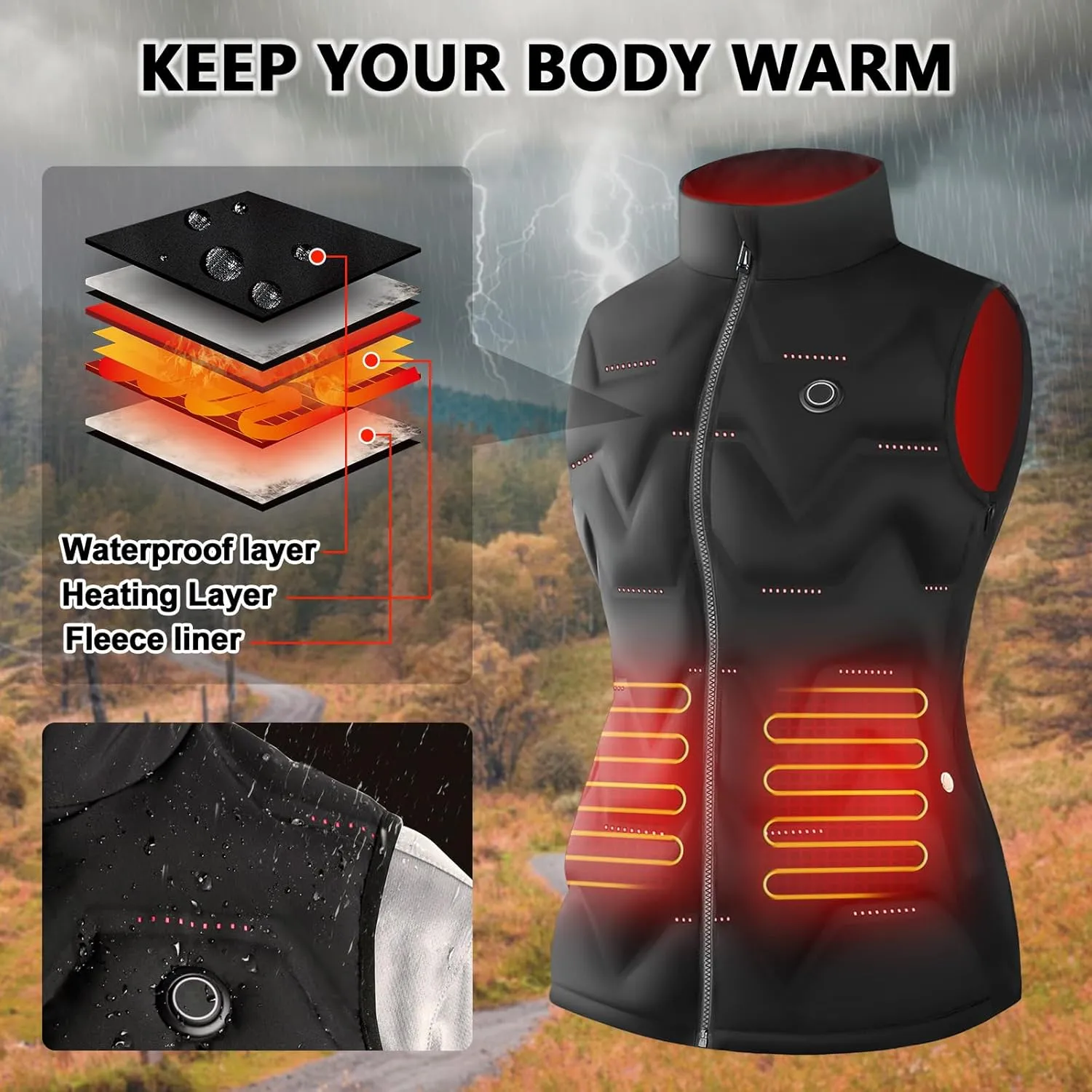 Vofuoti Heated Vest Women with Battery Pack Included, Lightweight USB Rechargeable Electric Heating Vest