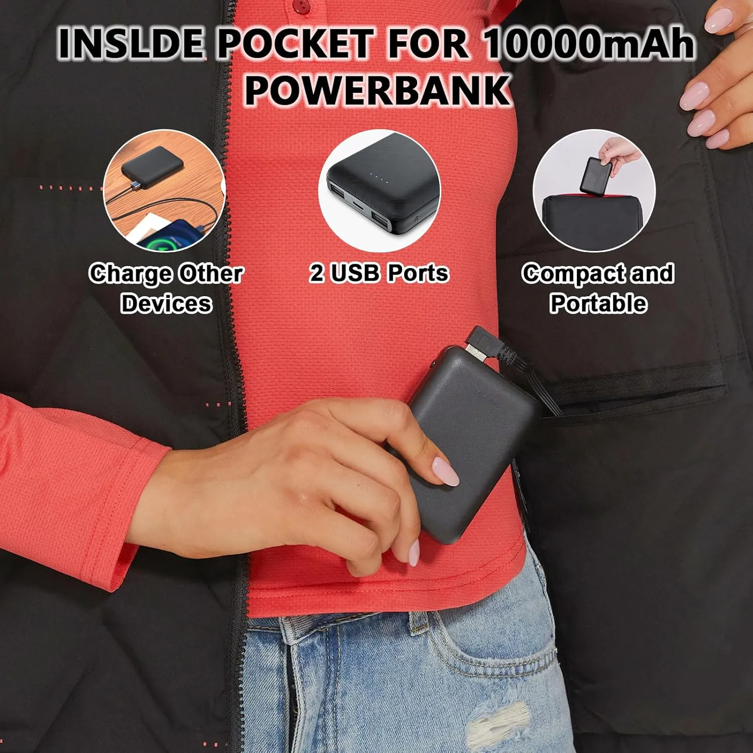Vofuoti Heated Vest Women with Battery Pack Included, Lightweight USB Rechargeable Electric Heating Vest