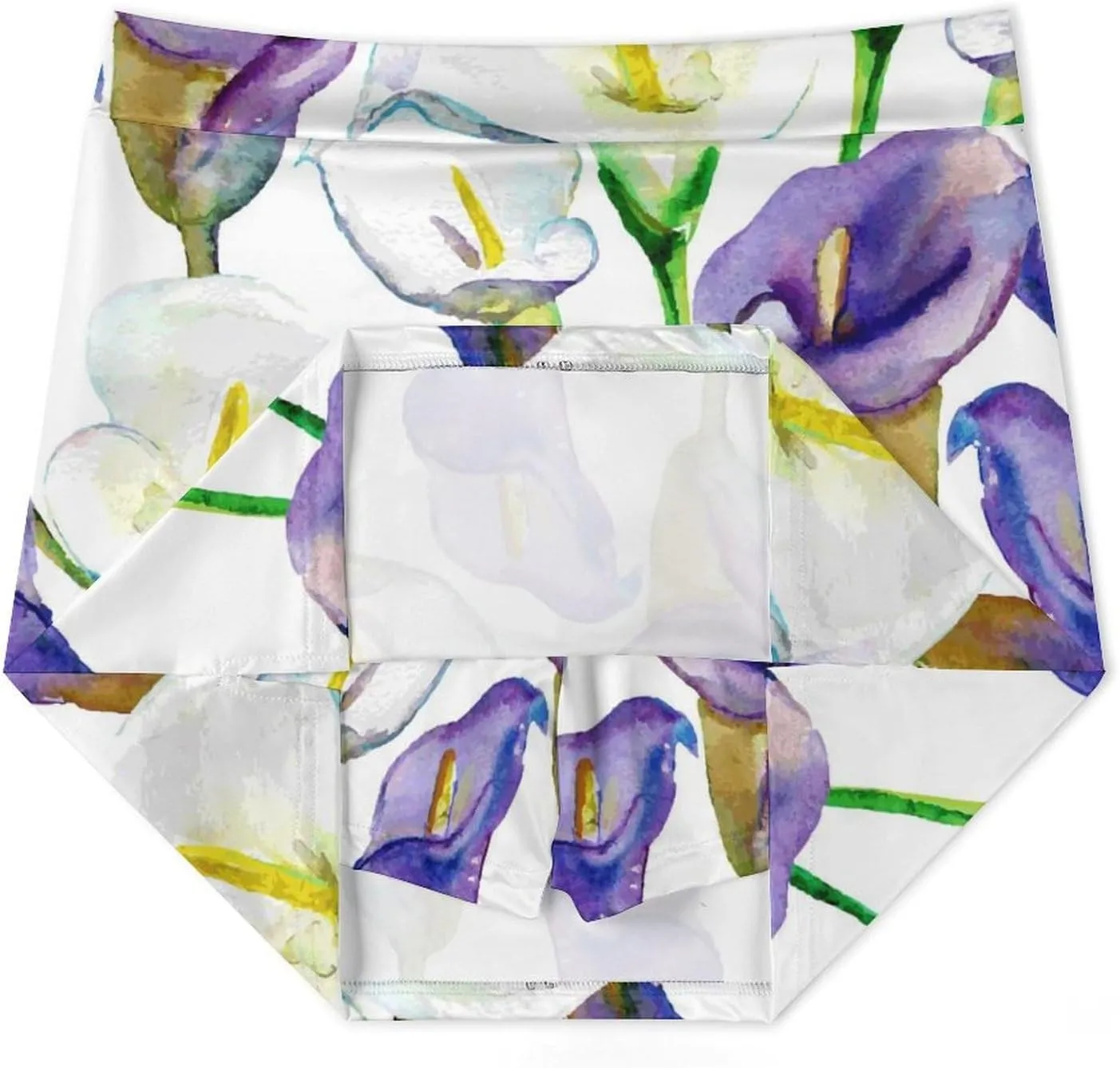 Watercolor Calla Lily Flowers Women's Mini Tennis Skirt with Shorts Underneath Athletic Workout Cute Skorts