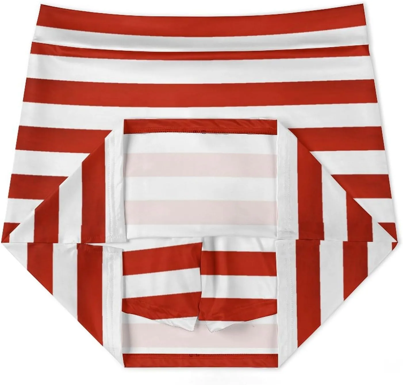 White and Red Stripe Women's Mini Tennis Skirt with Shorts Underneath Athletic Workout Cute Skorts