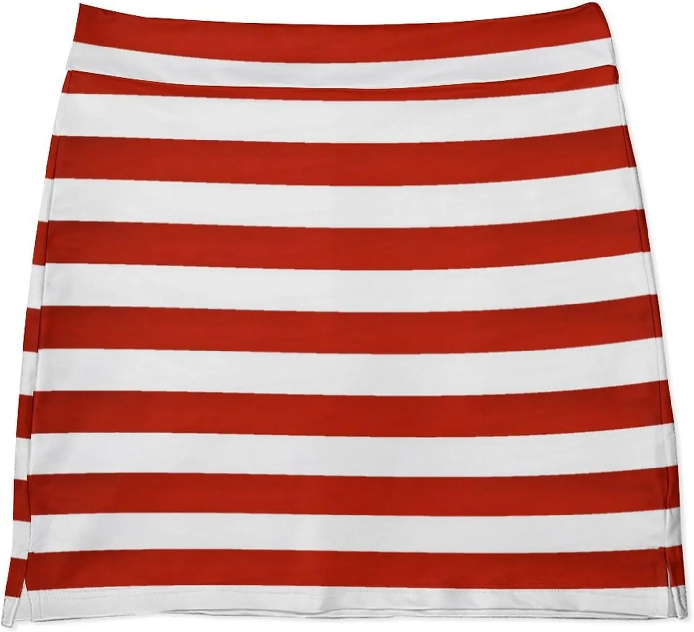 White and Red Stripe Women's Mini Tennis Skirt with Shorts Underneath Athletic Workout Cute Skorts